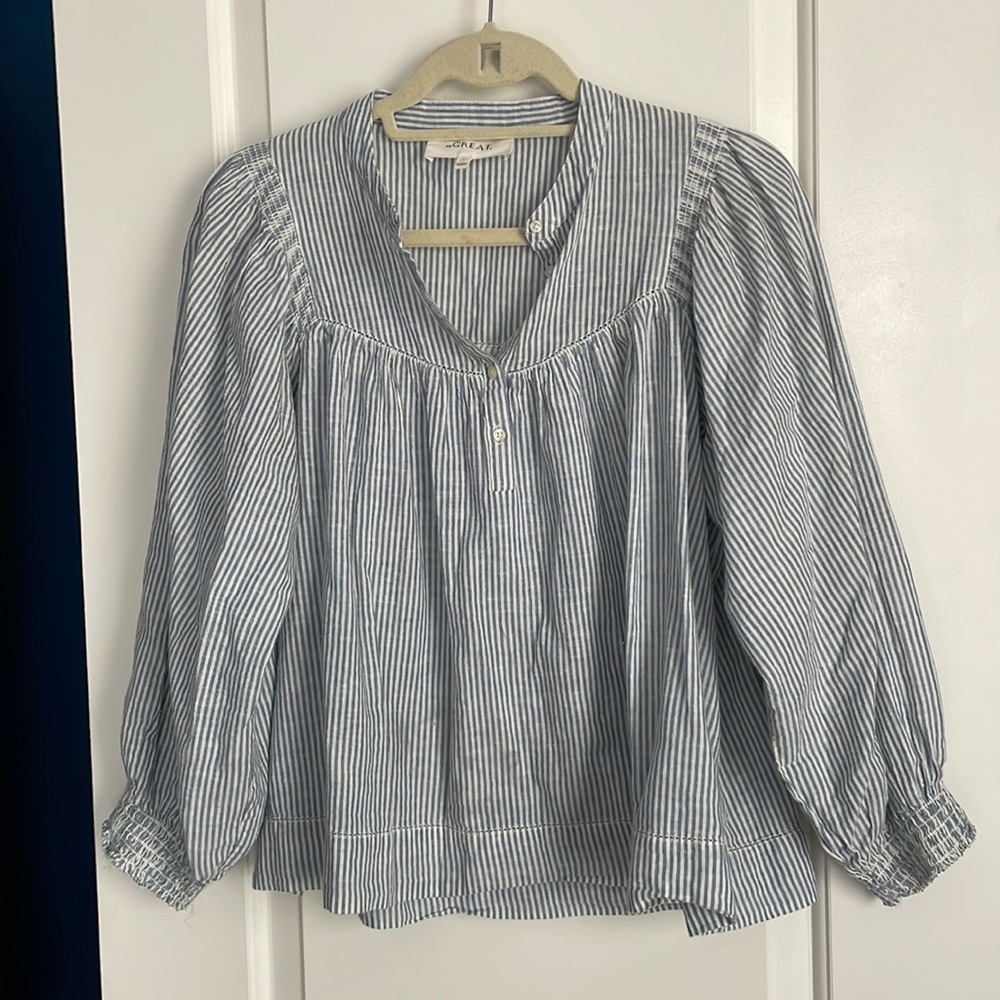 The Great blue striped blouse, size 1